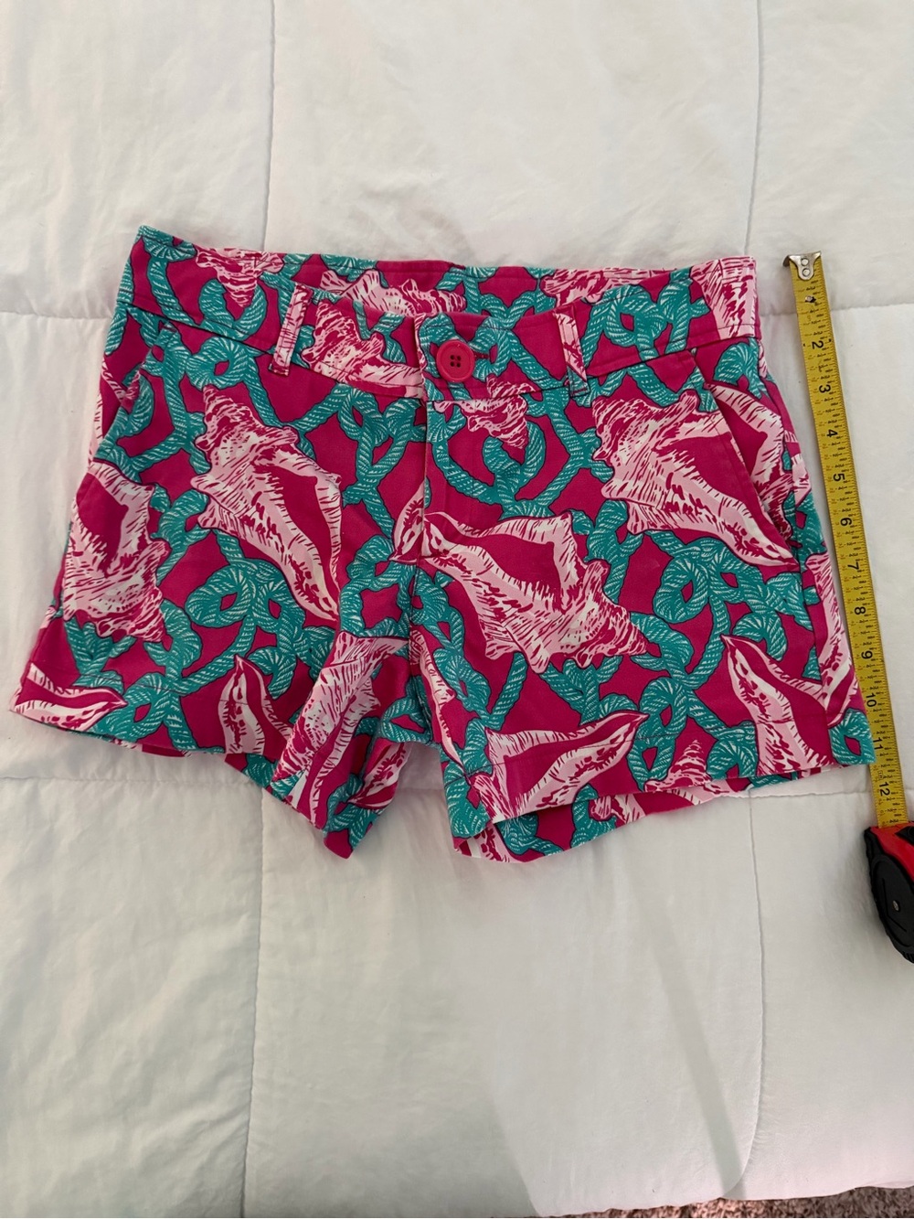 Tracy Negoshian Pink Tropical Shell Print Shorts